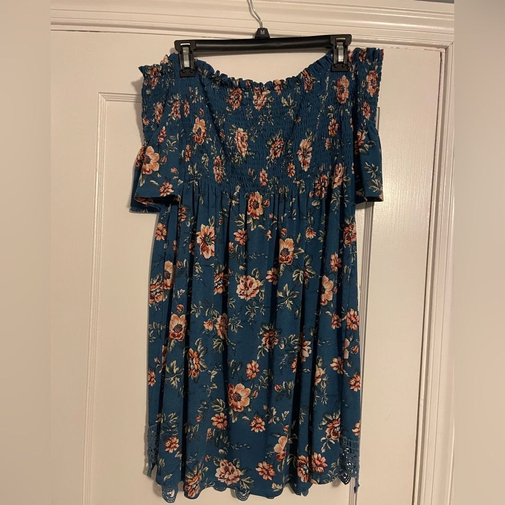 Xhilaration Teal Floral Dress Size XL - Picture 3 of 3